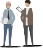two men standing newspaper illustration