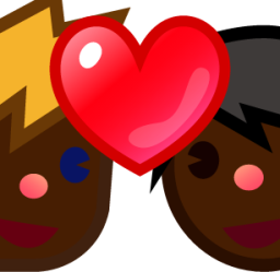 two men with heart (black) emoji