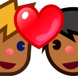 two men with heart (brown) emoji