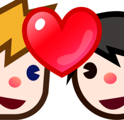 two men with heart (white) emoji