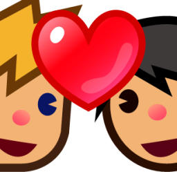 two men with heart (yellow) emoji