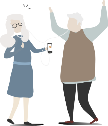 two older people dancing illustration