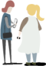 two people standing chatting illustration