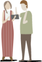 two people standing dress illustration