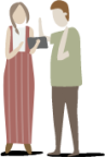 two people standing dress illustration