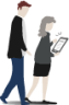 two people walking tablet illustration