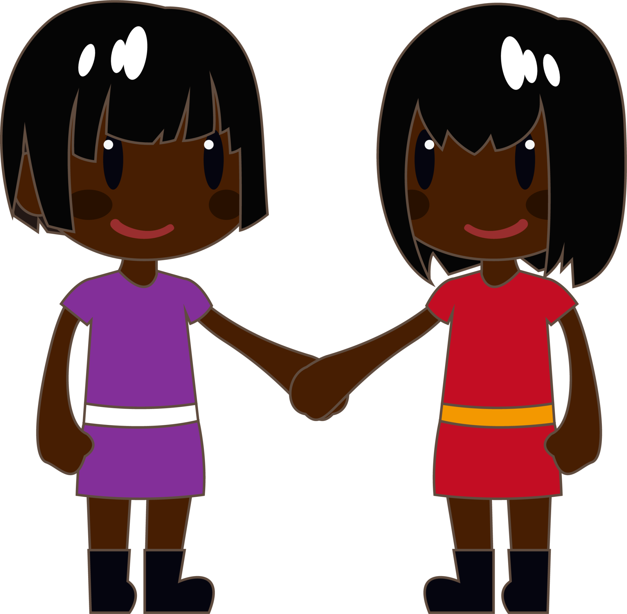 two women holding hands (black) emoji