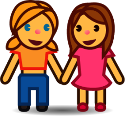 two women holding hands emoji