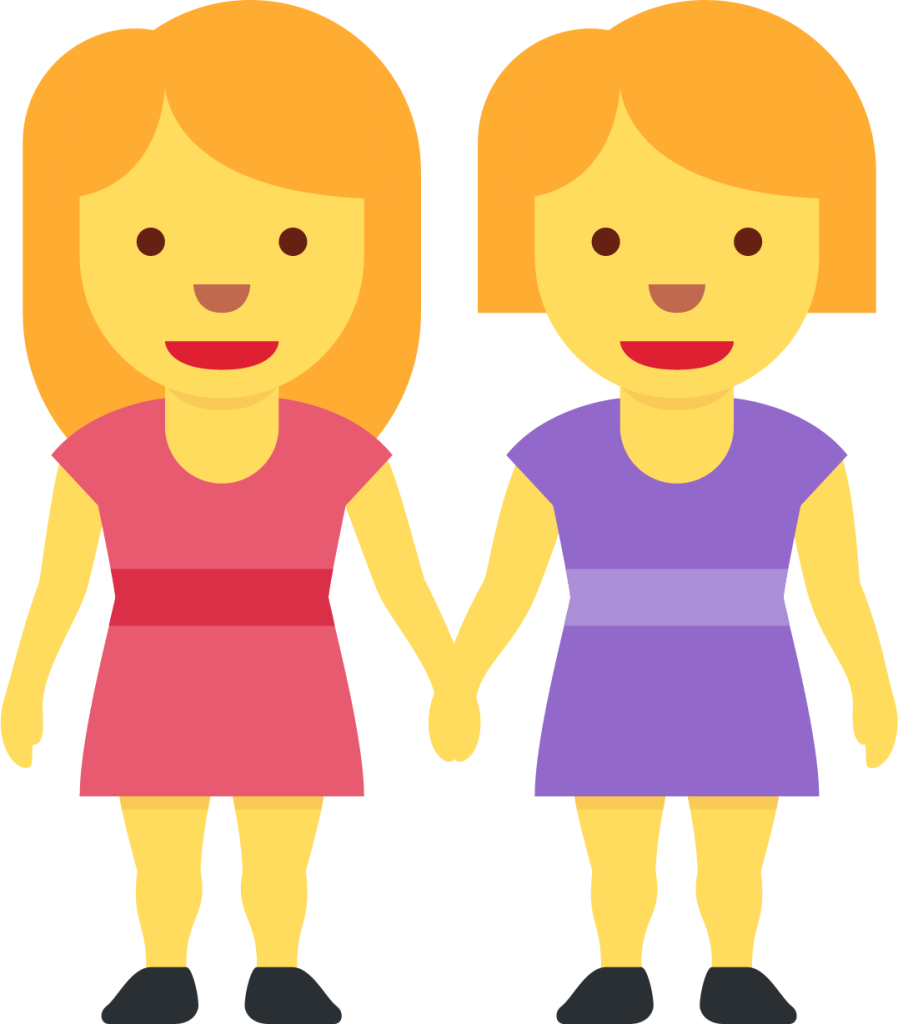 two women holding hands emoji