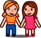 two women holding hands (plain) emoji