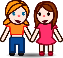 two women holding hands (white) emoji