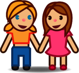 two women holding hands (yellow) emoji