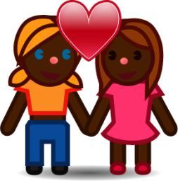 two women in love (black) emoji
