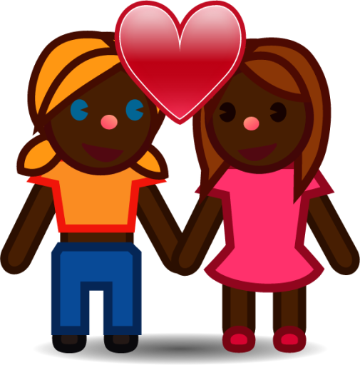 two women in love (black) emoji