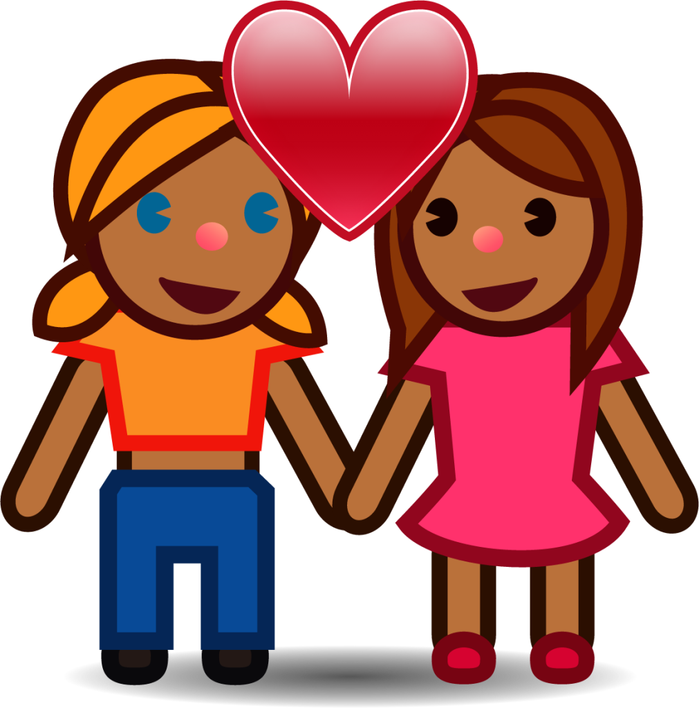 two women in love (brown) emoji