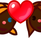 two women with heart (black) emoji
