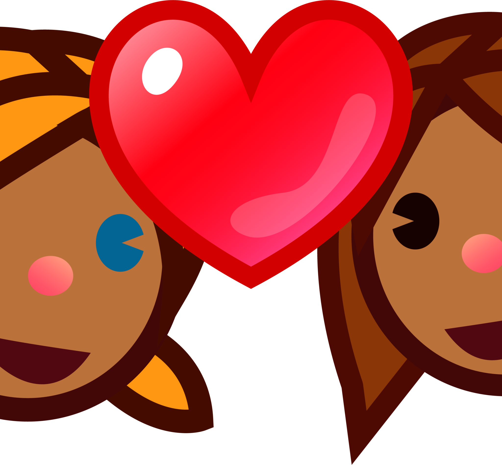 two women with heart (brown) emoji