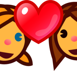 two women with heart emoji