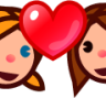 two women with heart (plain) emoji