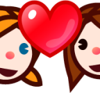 two women with heart (white) emoji