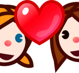 two women with heart (white) emoji