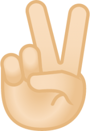 victory hand: light skin tone emoji