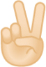 victory hand: light skin tone emoji