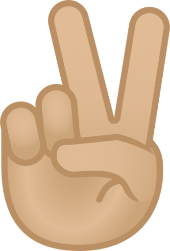 victory hand: medium-light skin tone emoji