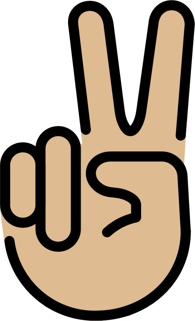 victory hand: medium-light skin tone emoji