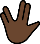 vulcan salute: dark skin tone emoji