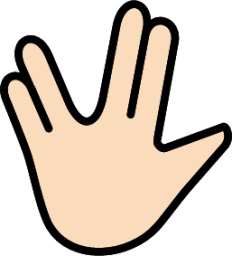 vulcan salute: light skin tone emoji