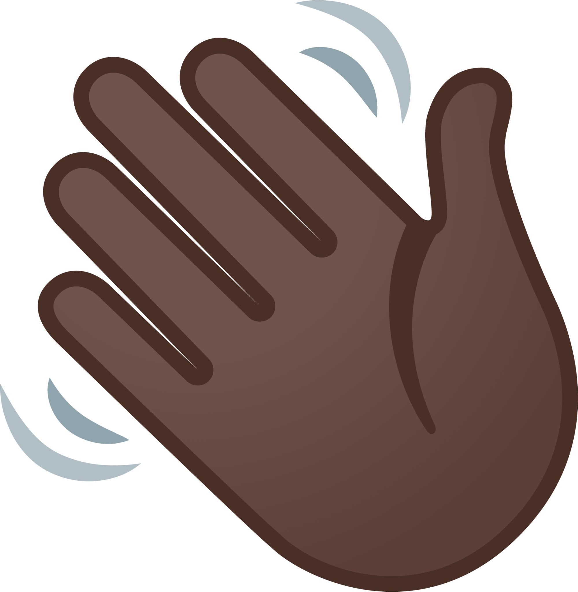 waving hand: dark skin tone emoji