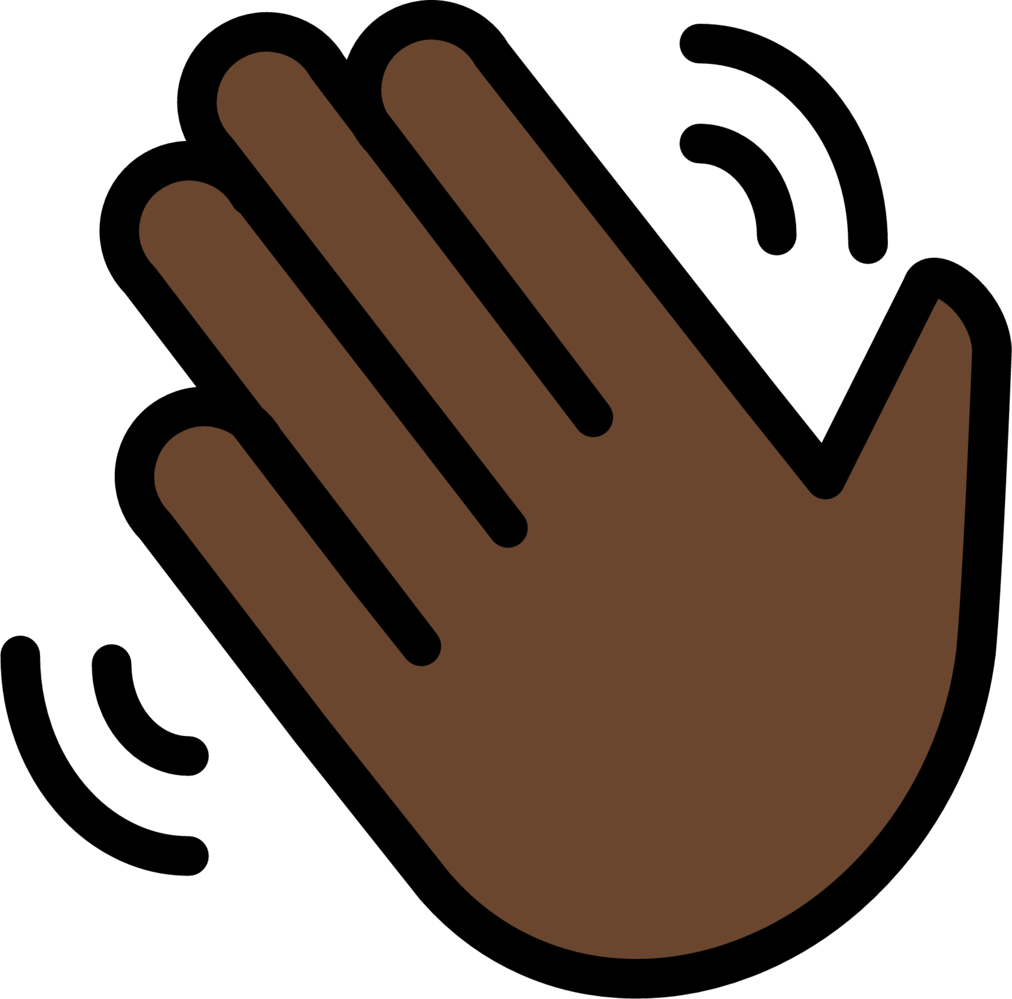 waving hand: dark skin tone emoji