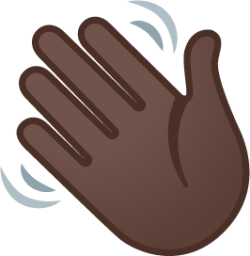 waving hand: dark skin tone emoji