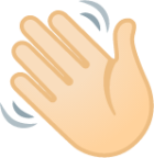 waving hand: light skin tone emoji