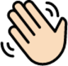 waving hand: light skin tone emoji