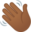 waving hand: medium-dark skin tone emoji