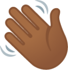 waving hand: medium-dark skin tone emoji