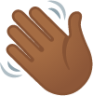 waving hand: medium-dark skin tone emoji