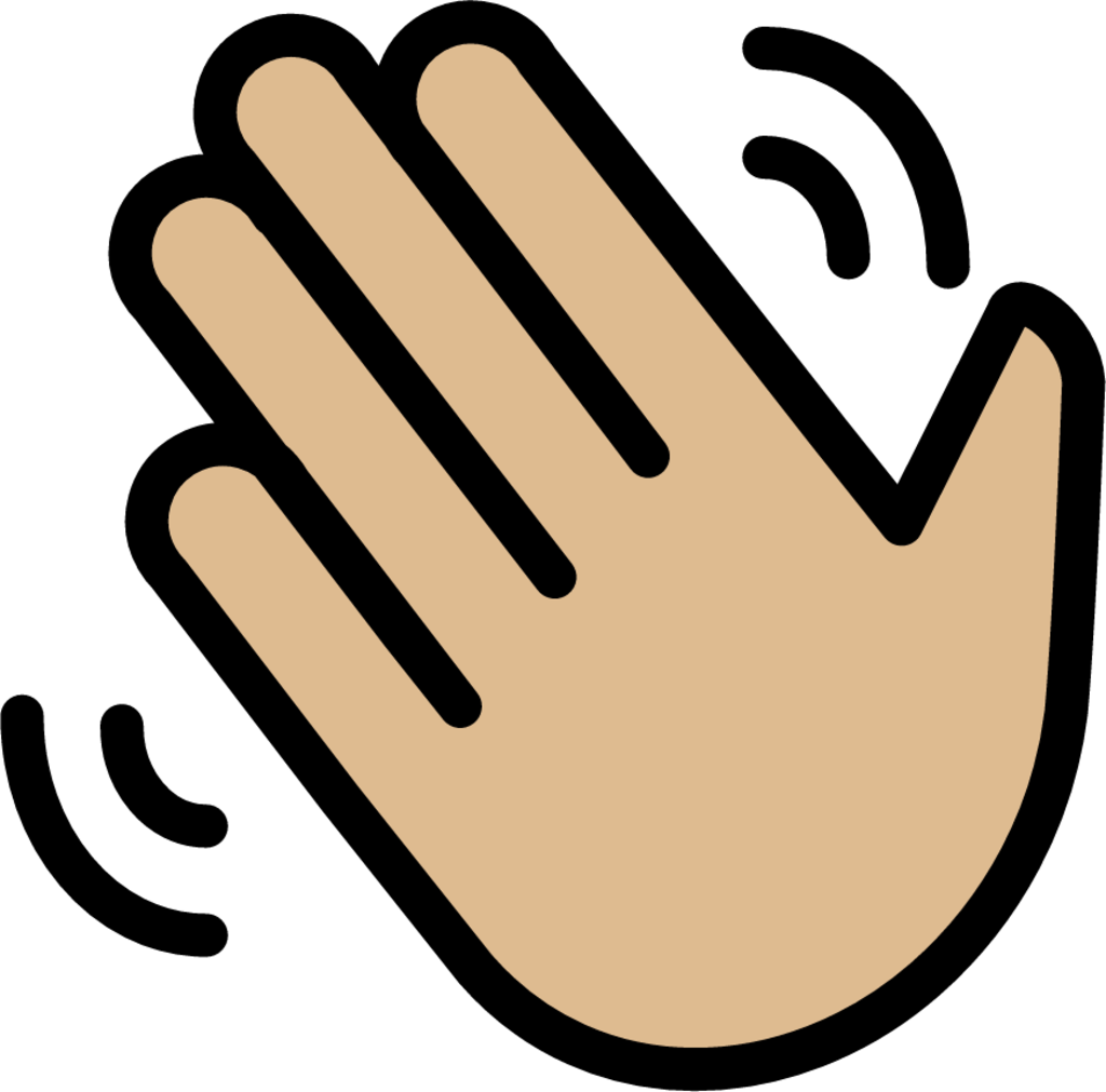 waving hand: medium-light skin tone emoji