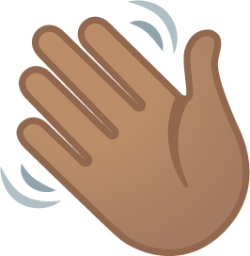 waving hand: medium skin tone emoji