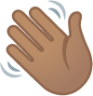 waving hand: medium skin tone emoji