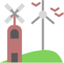 windmill trees birds icon