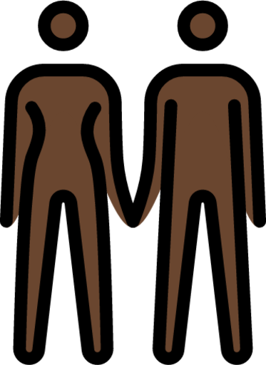 woman and man holding hands: dark skin tone emoji