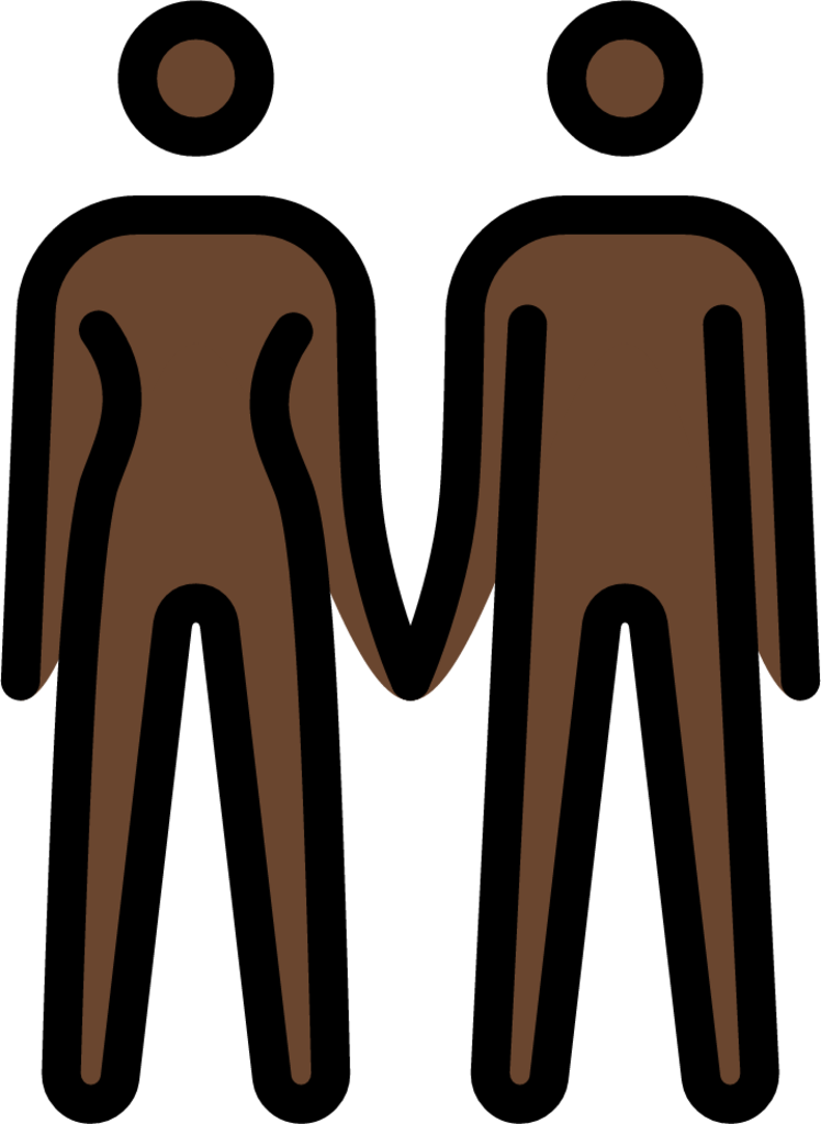 woman and man holding hands: dark skin tone emoji