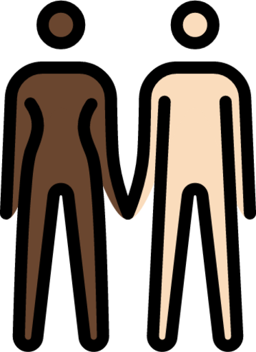 woman and man holding hands: dark skin tone, light skin tone emoji