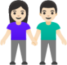 woman and man holding hands: light skin tone emoji