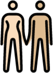 woman and man holding hands: light skin tone, medium-light skin tone emoji