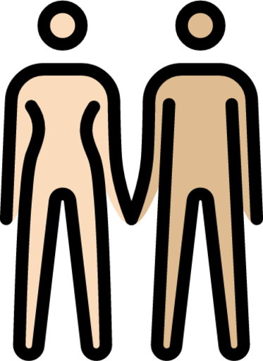 woman and man holding hands: light skin tone, medium-light skin tone emoji