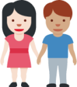 woman and man holding hands: light skin tone, medium skin tone emoji